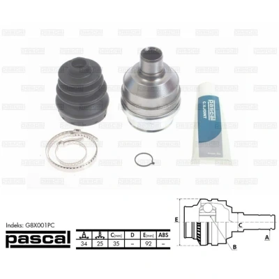 Immagine di PASCAL G8X001PC Kit Giunto Omocinetico sul lato del cambio, Assale anteriore Dx OPEL: Zafira B, Astra H Caravan, GTC