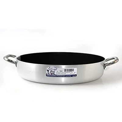 Immagine di Pentole Agnelli ALSA106S45 Platinum Casseruola Bassa in Alluminio, con 2 Manici Acciaio Inossidabile, Argento, 45 cm