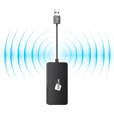 Immagine di NK Adattatore Apple Car Play/Android Auto Wireless Bluetooth 5.0, Plug &amp; Play, Mirrorlink (compatibile con iOS e Android) Indispensabile Unità principale Android, Blu, LINKAND