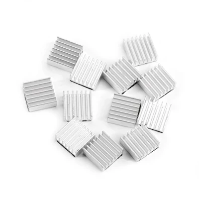 Immagine di 12Pc Mini dissipatore di calore Circuito stampato 14x14x6mm Aletta raffreddamento in alluminio con colla adesiva sul retro per computer Power IC