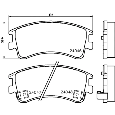 Immagine di HELLA 8DB 355 011 141 Kit pastiglie freno con segnalatore acustico usura accessori MAZDA: 6 SW, Sedan, Hatchback