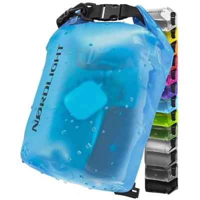 Immagine di Dry Bag E Borsa Impermeabile (2L, Blu) Con Chiusura A Rullo Tracolla Per Nuoto, Spiaggia, Canoa, Stand Up Paddling, Immersioni