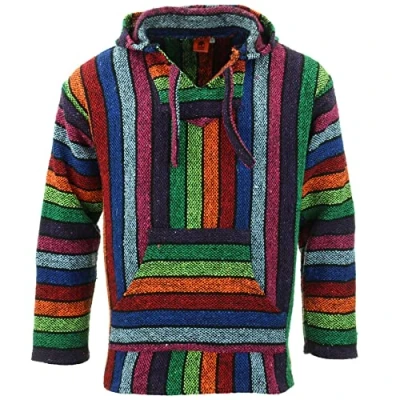 Immagine di LOUDelephant Felpa con cappuccio messicana riciclata Baja Jerga True Sizing M 4XL, Arcobaleno,