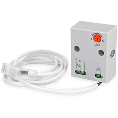 Immagine di Mini sensore crepuscolare da parete, per ambienti esterni, 230 V, IP65, 2300 W, adatto a LED 1 W