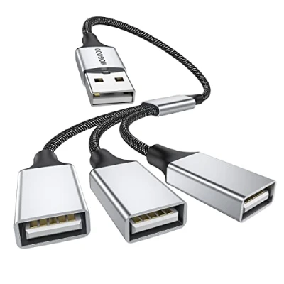 Immagine di cavo sdoppiatore USB a 3 porte, MOGOOD tipo B 1 maschio femmine 2.0 adattatore di alimentazione Hub prolunga per ricarica/trasferimento dati/laptop/Mac