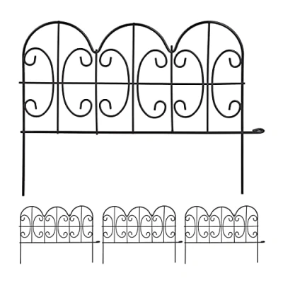 Immagine di Relaxdays Recinzione da Aiuola, in Acciaio, 4 Elementi, Espandibile, Decorativo, Design retrò, HxL: 28,5x39 cm, Nero