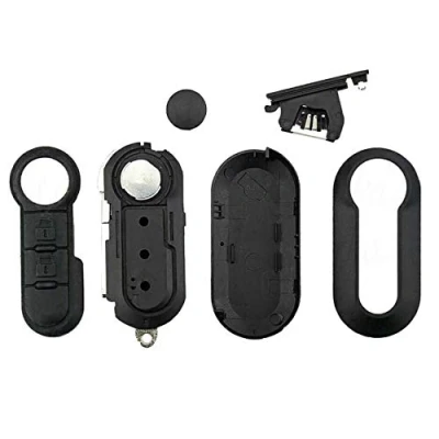 Immagine di Ricambio Chiave per Telecomando Fiat Grande Punto Evo Panda Bravo Stilo 500 L e Lancia Y Delta Musa abarth Guscio con Lama a 3 tasti + LOGO Portachiavi inclusi (Chiave bianchi)