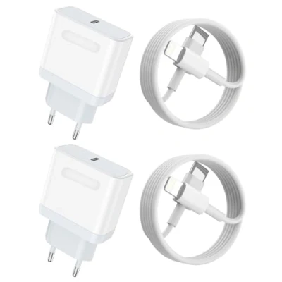 Immagine di 20W Caricatore for iPhone 14/14 Pro/14 Pro Max/14 Plus/13/12/11/XS/XR/X/SE，【Certificato MFi】2 Pezzi USB C Rapido Caricabatterie with 2M Cavo Spina Adattatore Alimentatore Presa Carica Muro Ricarica