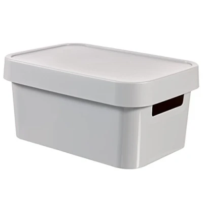 Immagine di Dajar Curver 04746 099 00 Infinity Scatola Porta Oggetti con Coperchio in plastica, Colore: Grigio Chiaro, 26,8 x 18,6 12,4 cm 4,5 L