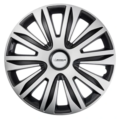 Immagine di MICHELIN MX ABS Set di 4 copricerchi universali per auto, in plastica ABS, colore nero/argento