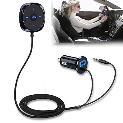 Immagine di Adattatore Bluetooth per auto, lettore MP3 MASO Trasmettitore FM con porte USB, uscita AUX Supporto Siri