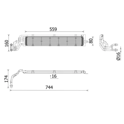Immagine di MAHLE ORIGINAL CR 2697 000P Radiatore motore Alluminio 559 80 16 con supporto Alette di raffreddamento saldate