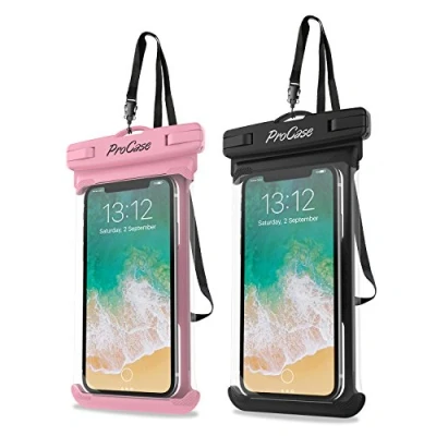 Immagine di ProCase [2 Pezzi Custodia Impermeabile Smartphone[30M/IPX8], Cover Subacquea per iPhone 15/14/13/12/11 Pro Max Mini SE XR XS, Galaxy A15/A54/A34/A25/S23/S24, Xiaomi Redmi, Huawei Fino a 7,0&quot;