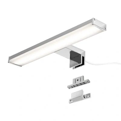 Immagine di Alpinaluz Applique LED per specchio da bagno 30 cm 8W 810lm Luce bianca neutra 4000K IP44 Alluminio cromato Montaggio a specchio, mobile o parete frontale e discendente moderna
