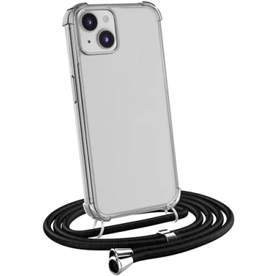 Immagine di MyGadget Cover per iPhone 13 Custodia con Corda Case Cordino Trasparente Antiurto Laccio Tracolla Practical Stylish Nero