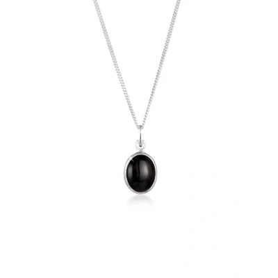 Immagine di Elli Collana Donne Ciondolo Solitario di Base con Onice Nero in Argento Sterlino 925
