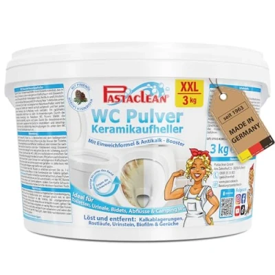 Immagine di Pastaclean® Polvere per WC (3 kg) I Detergente la pulizia di e bidet EXTRA FORTE contro il calcare le incrostazioni urina Pulisce fino al bordo del