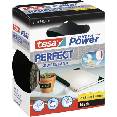 Immagine di tesa PERFECT 56343 00034 03 Nastro in tessuto tesa® extra Power Nero (L x L A) 2.75 m 38 mm 1 pz.