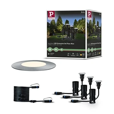 Immagine di Paulmann 93949 Sistema dilluminazione Plug&amp;Shine Kit espansione lampade LED incasso esterni da 3 (monocolore) 7.5 W Bianco caldo Argento