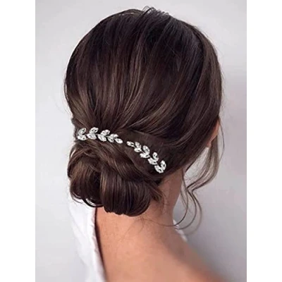 Immagine di Prosy 2 pettini per capelli da sposa, in argento, con strass di cristallo, accessori donne e ragazze, forcine occasioni speciali