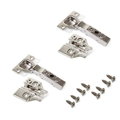 Immagine di Emuca 1013307 Kit cerniera collo dritto con scodellino Ø35mm 100 chiusura soft e basetta da avvitare regolazione eccentrica, Set di 2
