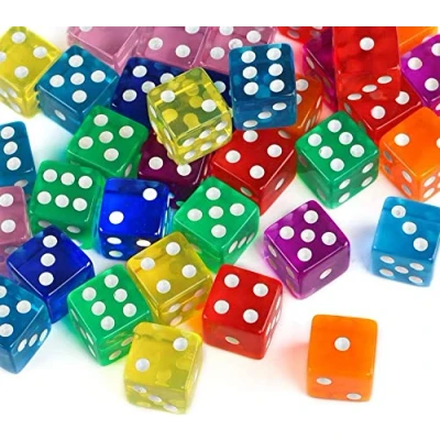 Immagine di Gwhole 40 Pezzi Dadi da Gioco 8 Traslucido Colori per enzi, Farkle, Yahtzee, Bunco or Insegnare i Matematici