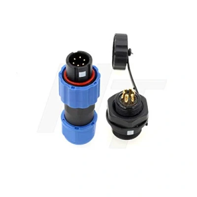 Immagine di HangTon SD13 6 Pin Plug Panel Socket Aviazione Circolare Impermeabile IP68 Filettato Connettore Maschio Femmina per Sistema di Alimentazione Esterna
