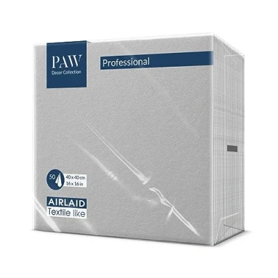 Immagine di PAW Tovaglioli di Carta Colorati Airlaid (40 x 40 cm) I Stoffa Monocolore, Argento Ideali per Pasqua, Natale, Feste, Matrimoni, Battesimi Monocolor (silver)