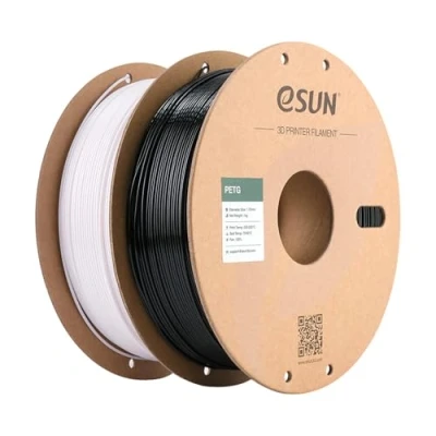 Immagine di eSUN filamento PETG 1,75 mm, per stampanti 3D PETG, precisione di misurazione +/ 0,03 1KG bobina, 2 bobine stampa 3D, Nero solido+Bianco solido