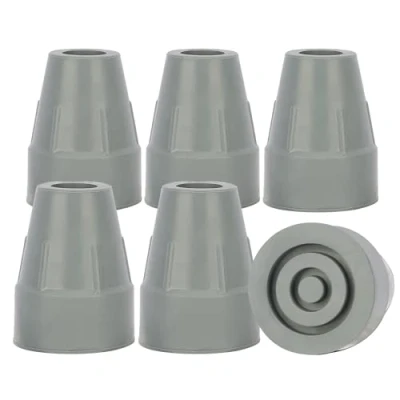 Immagine di supregear 6 Confezione Punte in Gomma per Bastone, 19 mm Bastone Robuste con Base Extra Larga Antiscivolo di Ricambio da Passeggio Accessorio Pieghevole, Grigio