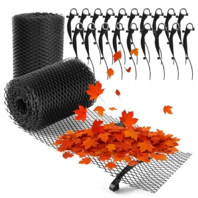 Immagine di com four® Set di Protezione per grondaie 16 Metri casa, Posto Auto Coperto, stalla con 20 Clip, tagliabile e Resistente alle intemperie (02 Pezzi Antracite)