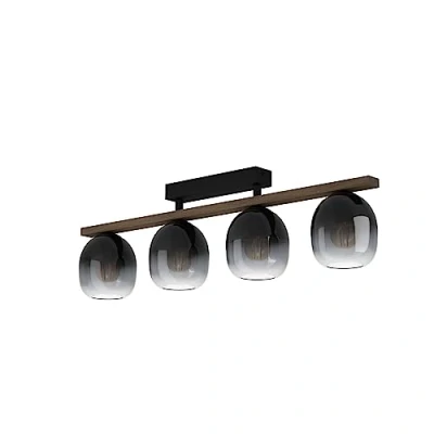 Immagine di Lampada del soffitto FILAGO vetro trasparente nero e grigio E27 4x40W L: 88 cm B: 14,5 H: 25 Dimmabile