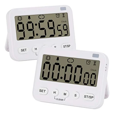 Immagine di stonylab Timer Digitale Orologio, 2 Pack Multifunzione Premium Orologio Conto alla Rovescia con Allarme, Dorso Magnetico Display a Grandi Cifre Vibrazione/Torcia/Allarme Sonoro