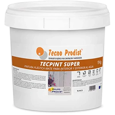Immagine di Tecno Prodist TECPINT SUPER by 1 Kg (BIANCO) Idropittura per Interni ed Esterni Pittura ad acqua di ottima copertura e bianchezza Lavabile Facile Applicazione