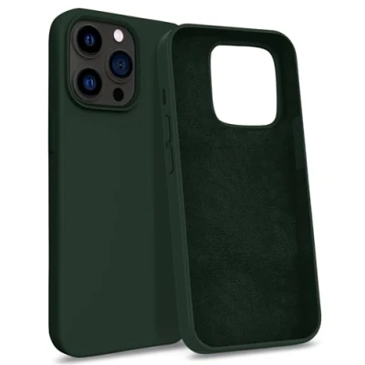 Immagine di MyGadget Custodia per iPhone 13 Pro Hardcase con Strato Microfibra &amp; Cover Silicone Resistente Protezione Antigraffio Antiurto Verde Oliva