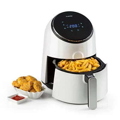Immagine di Klarstein AirVital Friggitrice ad Aria, Friggitrice, AirFryer, 1300W, Capacità 2,5L, Frittura Senza Grassi, Cottura alla Griglia, 8 Programmi, Rivestimento CeraPlus Antiaderente, Bianco