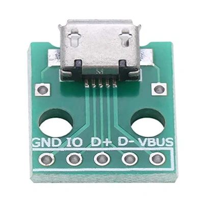 Immagine di scheda adattatore Micro USB a DIP da 10 pezzi, breakout femmina 5 pin passo 2,54 mm
