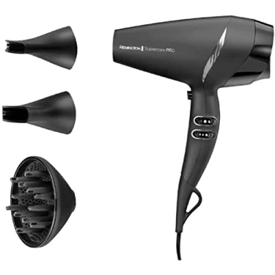 Immagine di Remington Asciugacapelli Professionale 2200W Tecnologia SupercarePro, Calore adatto per la salute dei capelli con Ioni, 3 accessori lo styling funzionamento laterale potente, AC7250