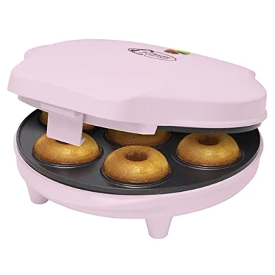 Immagine di Bestron macchina per ciambelle elettrica, Donut Maker 7 piccole, incl. antiaderente &amp; indicatoro luminso, 700 watt, colore: Rosa
