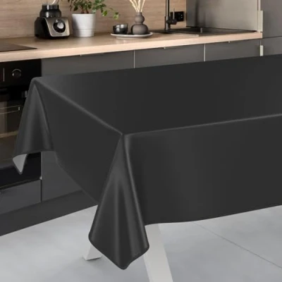 Immagine di ANRO Tovaglia cerata, lavabile, da giardino, per interni ed esterni, 100 x 140 cm, con orlo, colore nero