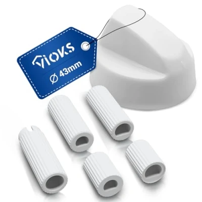 Immagine di VIOKS Manopola per fornello universale, diametro 43 mm, con 5 adattatori, accessori fornelli in plastica, pulsanti e interruttori forni