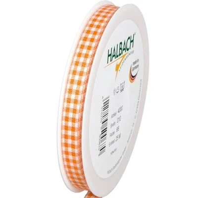 Immagine di Halbach Seidenbänder Vichy Nastro a quadretti per confezioni regalo, 10 mm, colore: Arancione