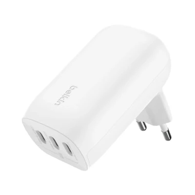 Immagine di Belkin BoostCharge caricabatteria da parete a 3 porte USB C con PPS 67 W, rapido per iPhone 15, MacBook Pro, AirPods, Samsung Galaxy e altri dispositivi Power Delivery Bianco