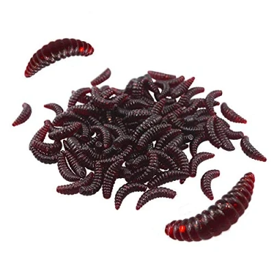 Immagine di Senven verme artificiale, Biomimetic Morbido Silicone Earthworm Esche Worm da Pesca Simulazione Red Worms plastica Verde Ambiente Strong Tentazione Esca Finta Rosso scuro 100Pcs