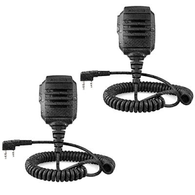 Immagine di Retevis RS114 Walkie Talkie Altoparlante Microfono IP54 Impermeabile 2 Pin Compatibile con Ricetrasmettitore RT24 RT27 RT22 RT622 RT5 RT5R RT28 Baofeng BF 888S UV 5R Kenwood (2 Pezzi)