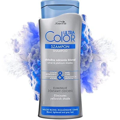Immagine di Joanna Ultra Color Shampoo per colori argento e platino rivitalizzante capelli Cura dei lucentezza Neutralizza tonalità giallastra senza