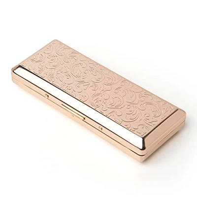 Immagine di Portasigarette in metallo signore e signori, clip a molla bifacciale portatile, contiene fino 10 pacchetti di sigarette da 100, per auto riempite (10pcs 100&#039;s, Vitigno Gold)