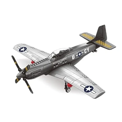 Immagine di WANGE Modello di P 51 Mustang. aereo da caccia monomotore a lungo raggio assemblare con blocchi. in scala 1:26