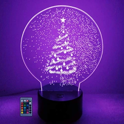 Immagine di HPBN8 Ltd 3D ALBERO di Natale Luce Della Notte LED Lampada 7/16 Colori da Tavolo USB Power Telecomando Giocattoli per Bambini Decor Regalo Compleanno