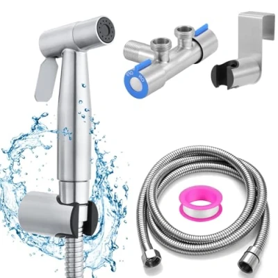 Immagine di Coffee Life Plus Kit Doccetta Wc,Doccetta per Bidet in Acciaio Inossidabile,Kit Wc Igienico con Valvola a 3 vie1/2&quot;Tubo Doccia 1,5m e Supporto